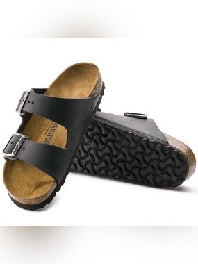 Birkenstock Unisex Black Two-Strap Arizona Sandals